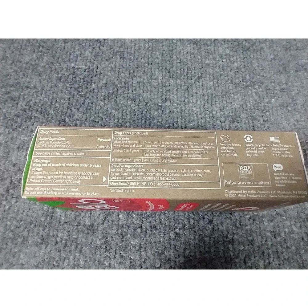Hello Kids Fluoride Toothpaste Wild Strawberry 4.2 oz Ages 2+ Exp 09/2025